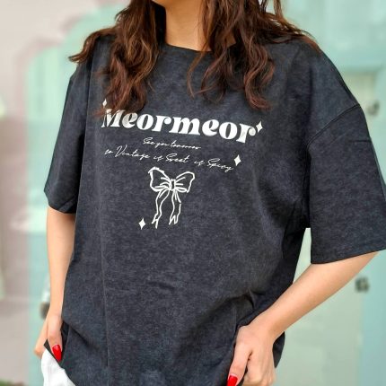 تیشرت دخترانه لانگ طرح Meormeor