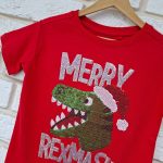 نمای جلوی تیشرت پسرانه طرح دایناسور Merry Rexmas